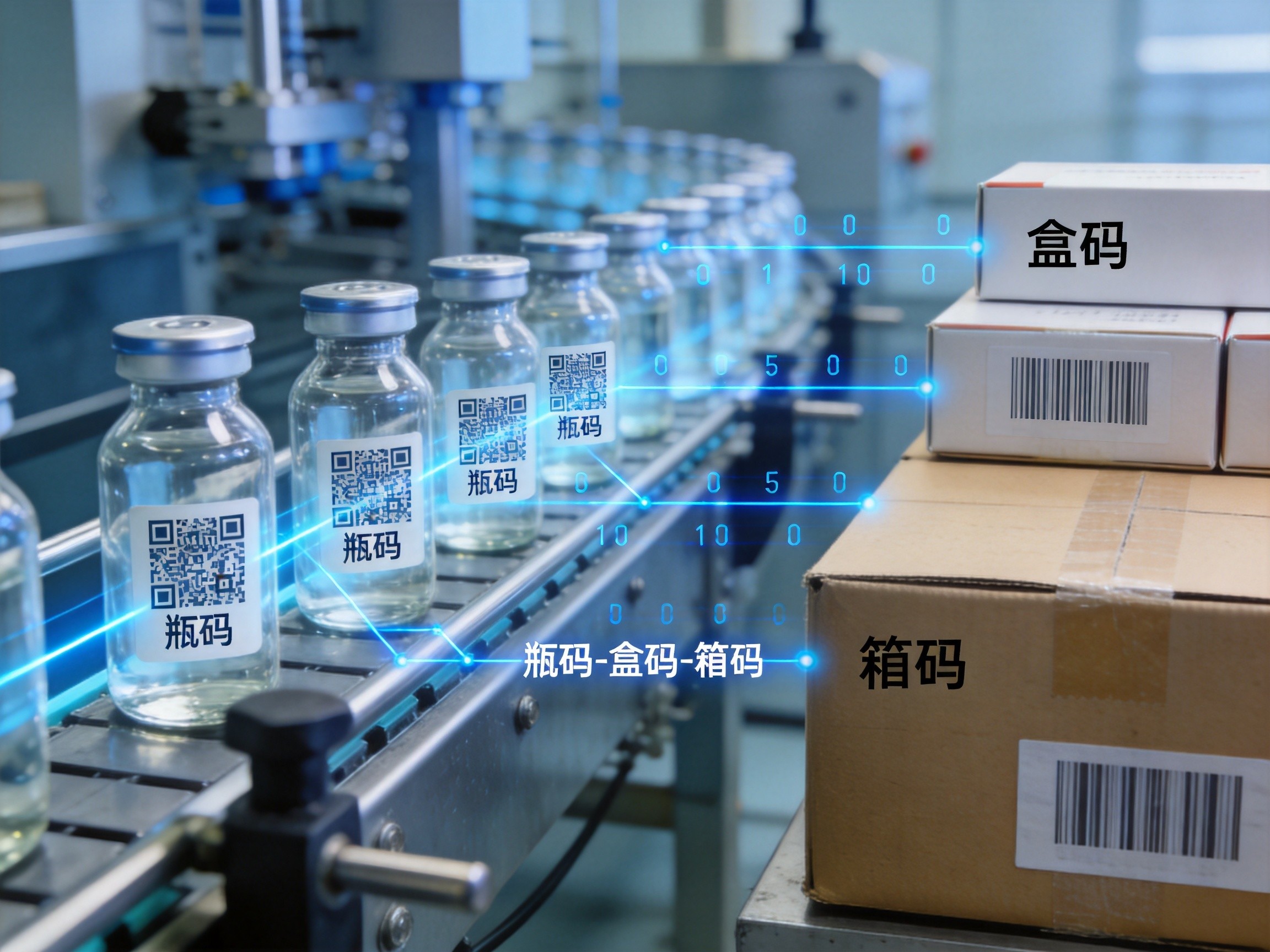 兽药追溯多级包装关联 瓶码盒码箱码三级数据链路